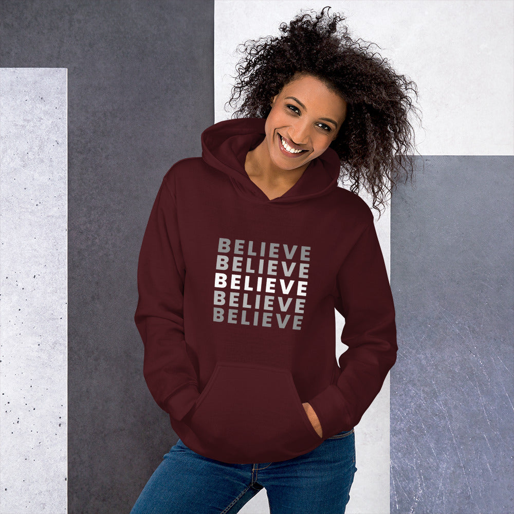 Believe Unisex Hoodie Unisex Hoodie, Empowerment Apparel, Motivational Clothing, Comfortable Hoodie, Inspirational Apparel, Confidence-Boosting Hoodie, Positive Vibes Hoodie, Encouragement Clothing, Cozy Activewear, Statement Hoodie, Inspirational Fashion